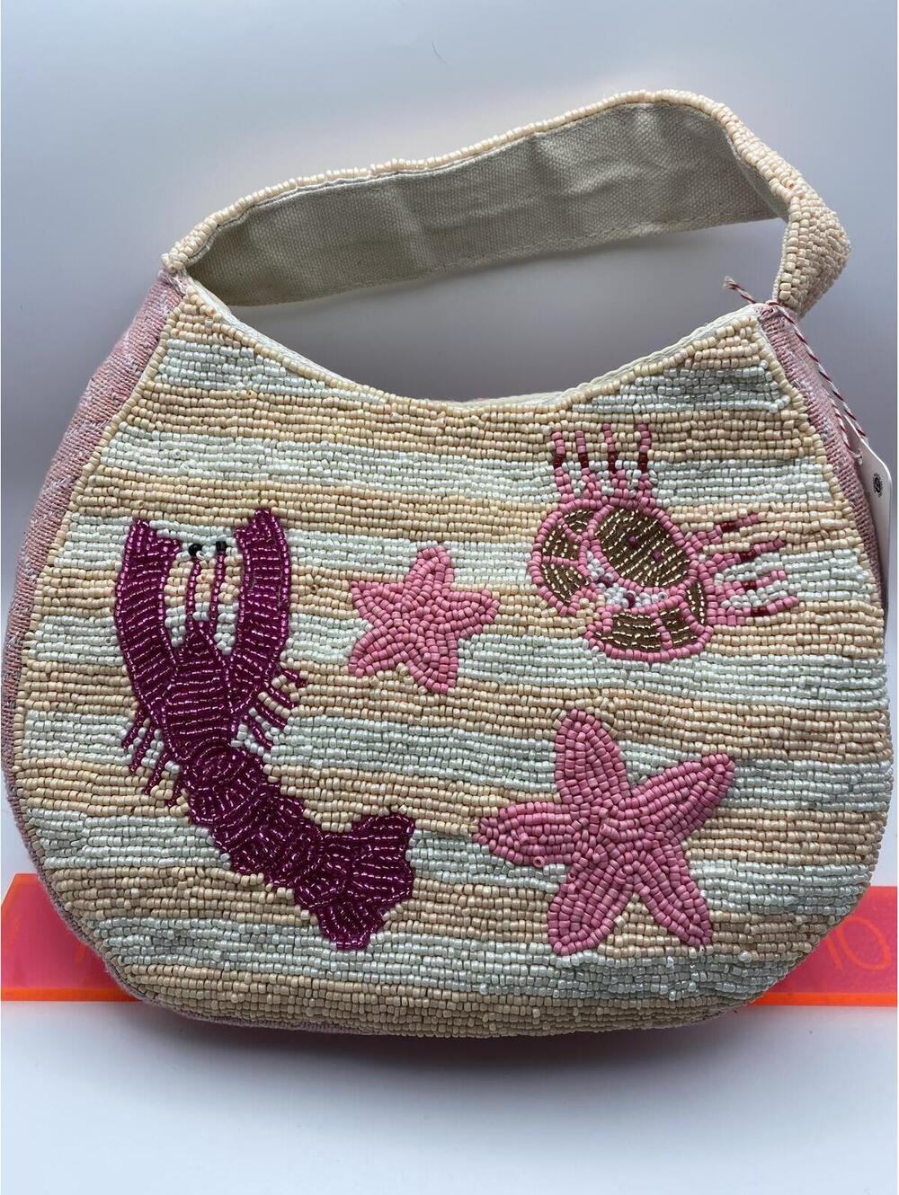NWT LULU Beaded Hobo Shoulder Bag Pink Beachy Vibe
